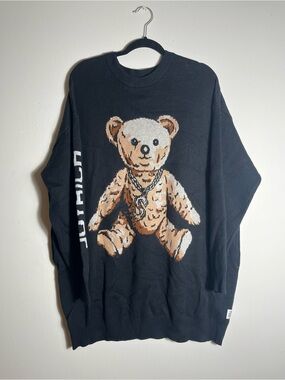 Joyrich Teddy Bear‎ Sweater Black Graphic Knit Streetwear Unisex M
